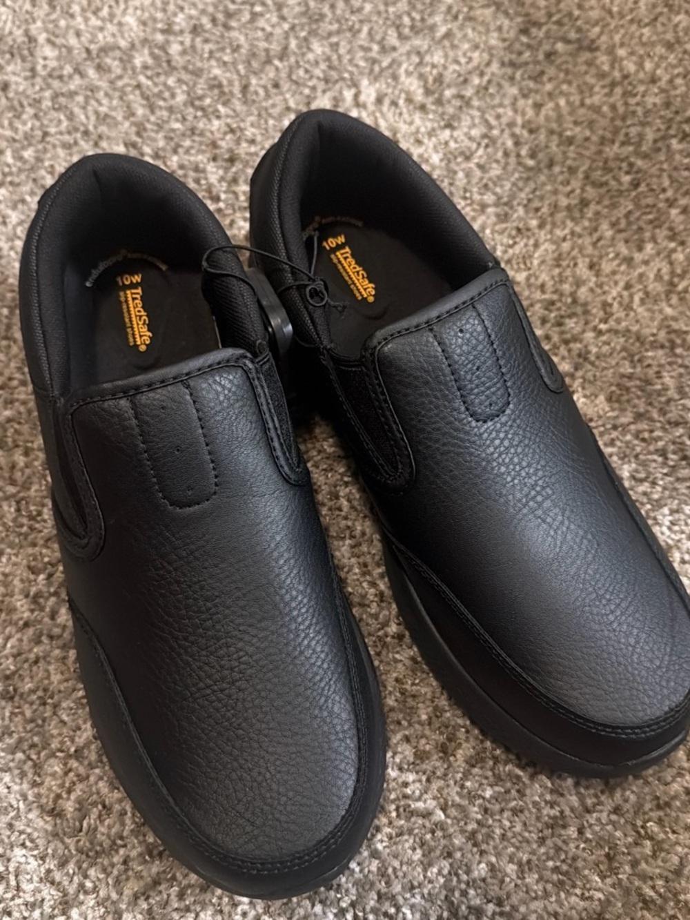 Mens Black Slip-On Work Shoes -